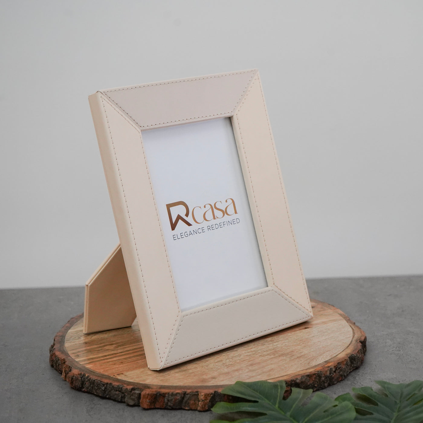 Beige Faux Leather 7 x 9" Photo Frame