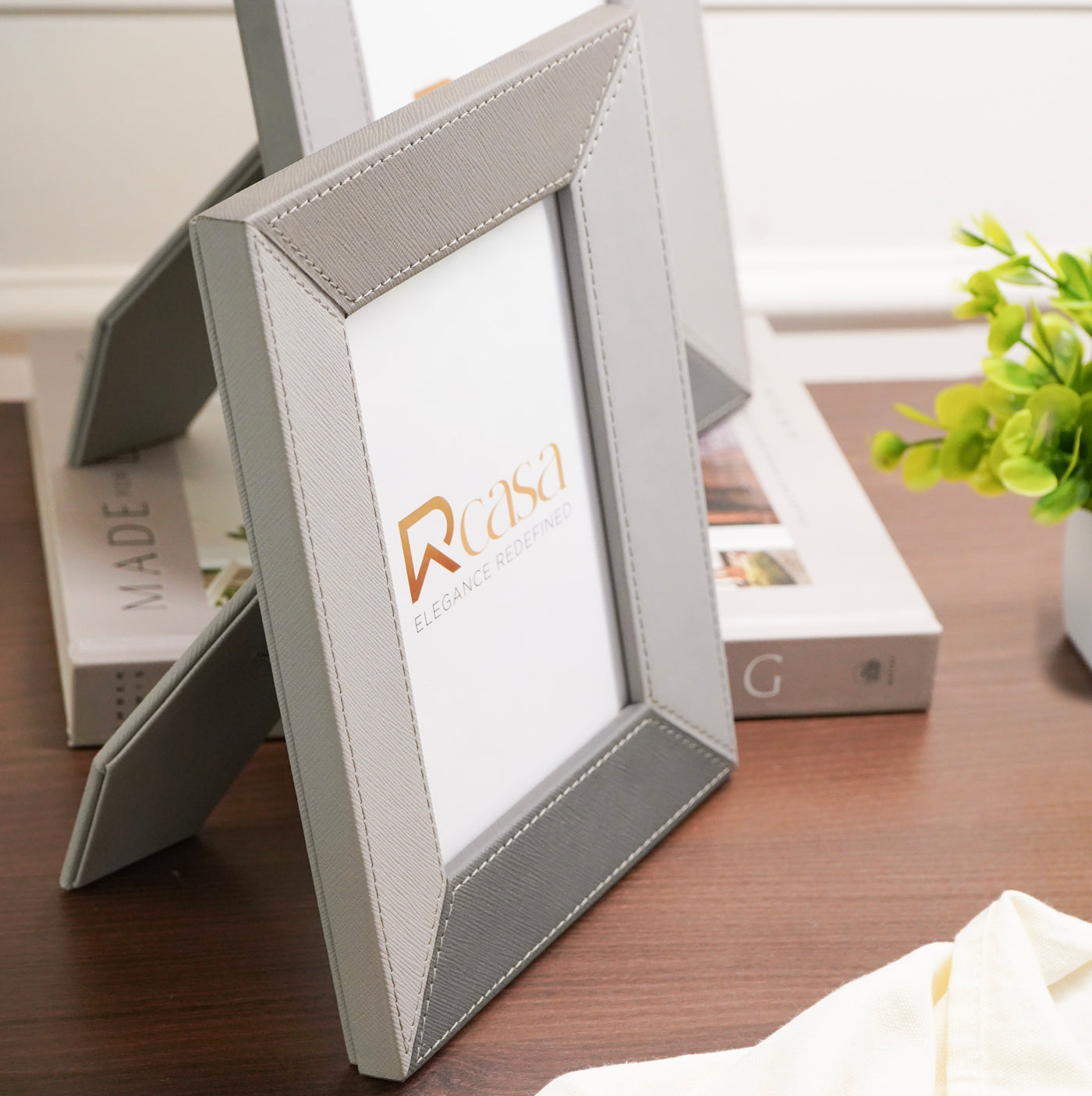 Grey Faux Leather 7 x 9" Photo Frame