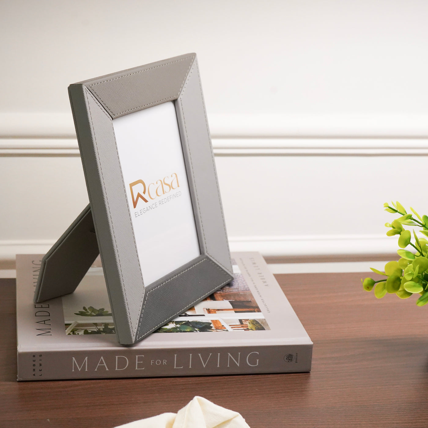 Grey Faux Leather 7 x 9" Photo Frame