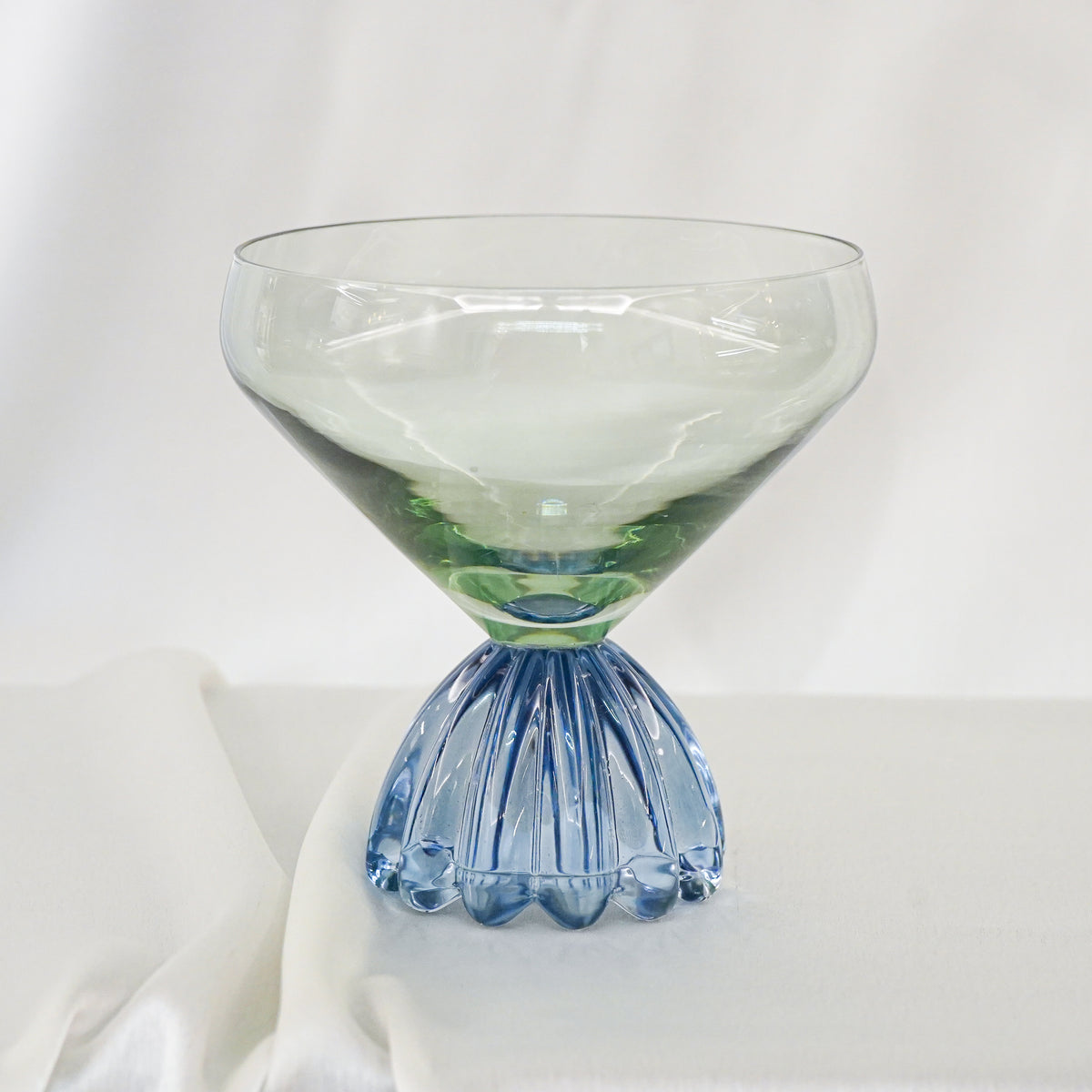 Fluted Petal Goblet Glass, Aqua, set of 6