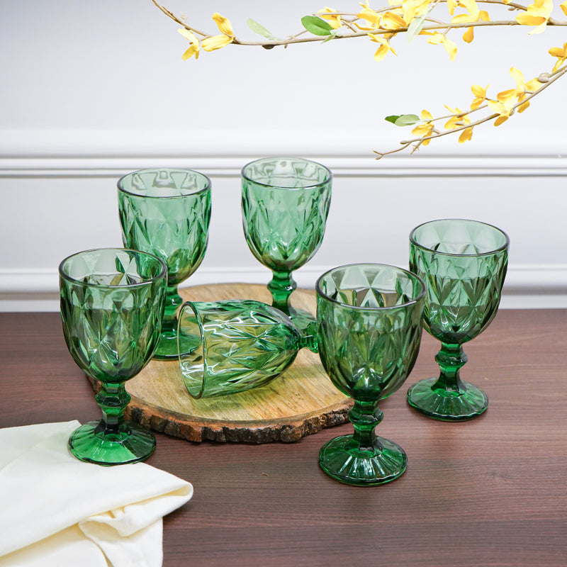 Set of 6 Tinted Luster Glasses, Green