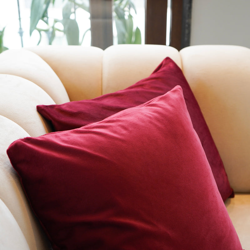 Set of 2 Red Soft Velvet Fabric Cushion Cover 16 x 16