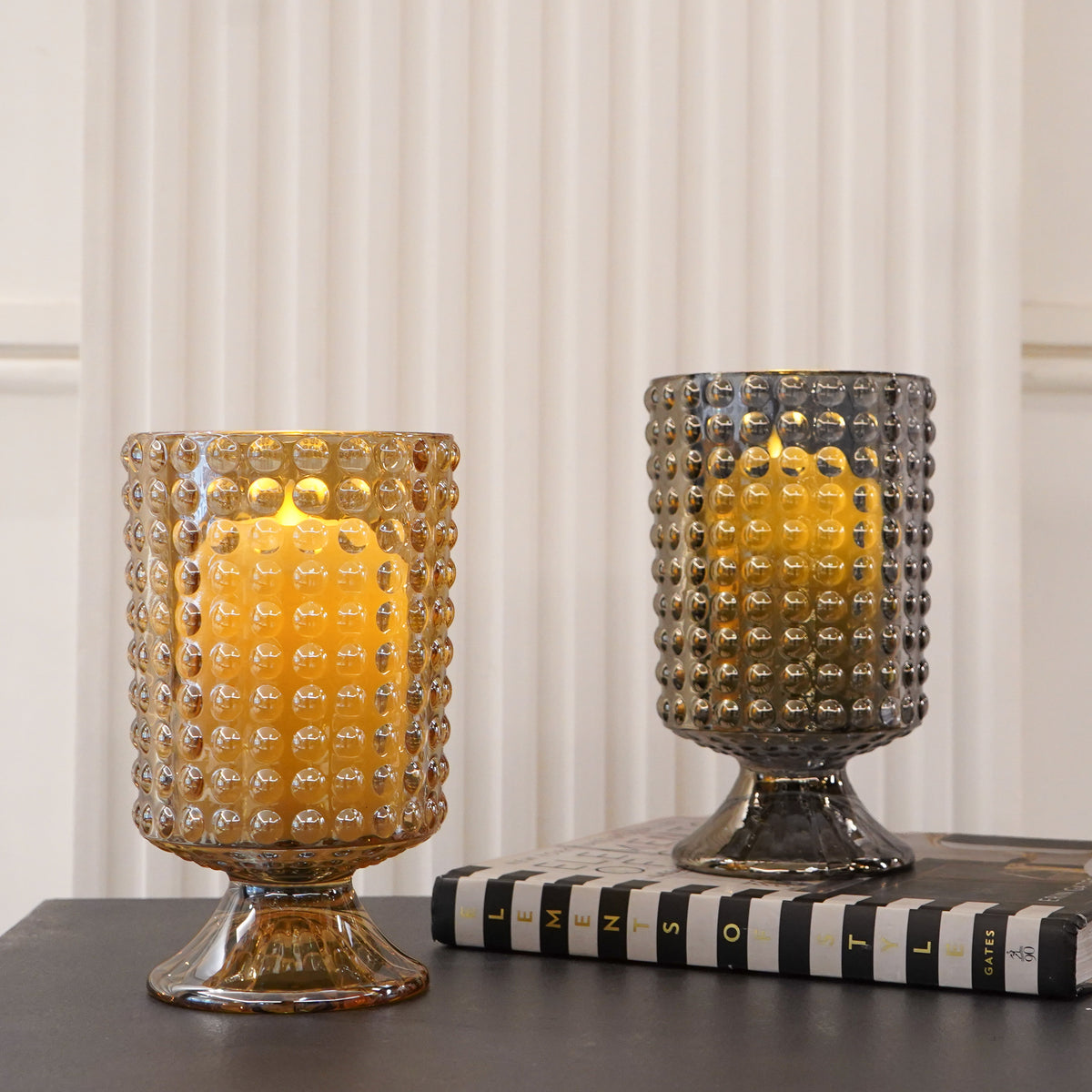 Beaded Candle Holder, Gold