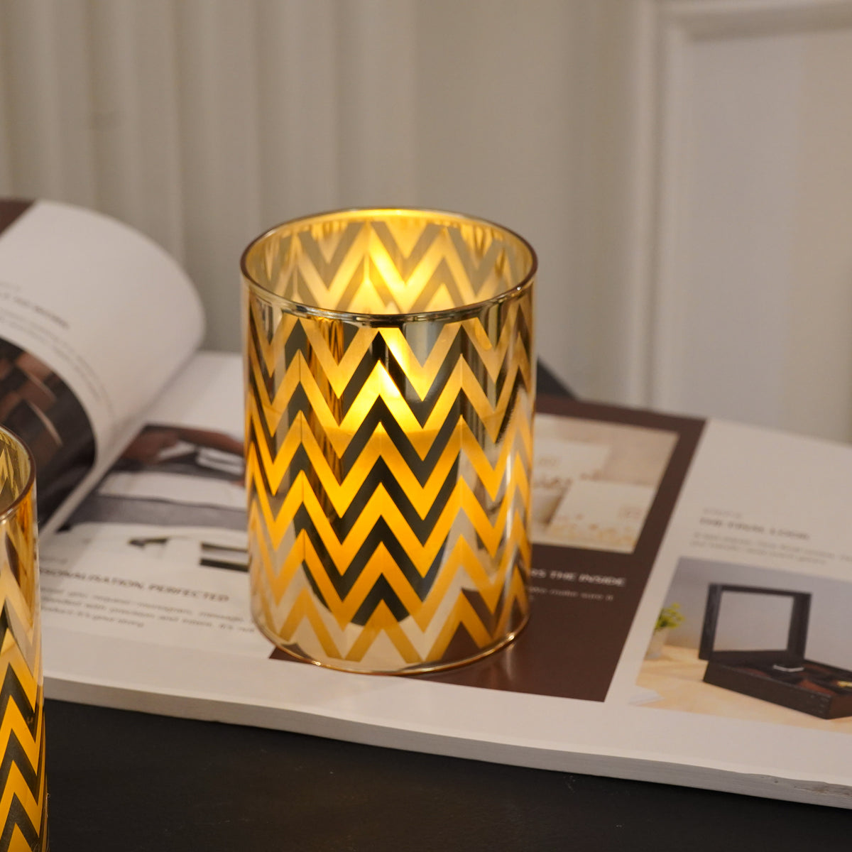 Golden Chevron Candle Holder, Small