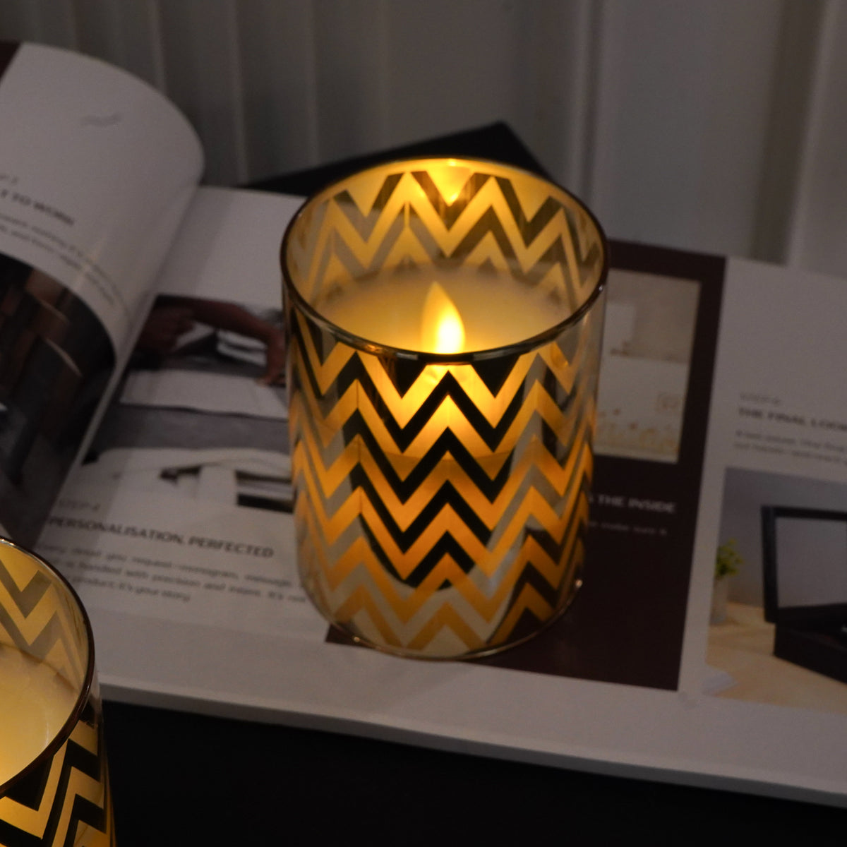 Golden Chevron Candle Holder, Small
