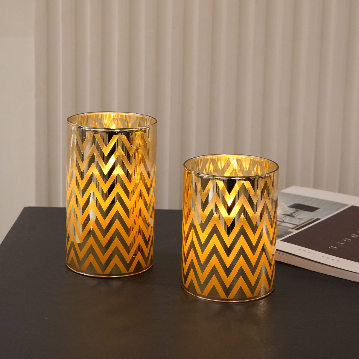 Golden Chevron Candle Holder, Big