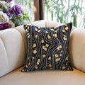 Black & Gold Velvet Ying-Yang Cushion Cover 20X20 inch