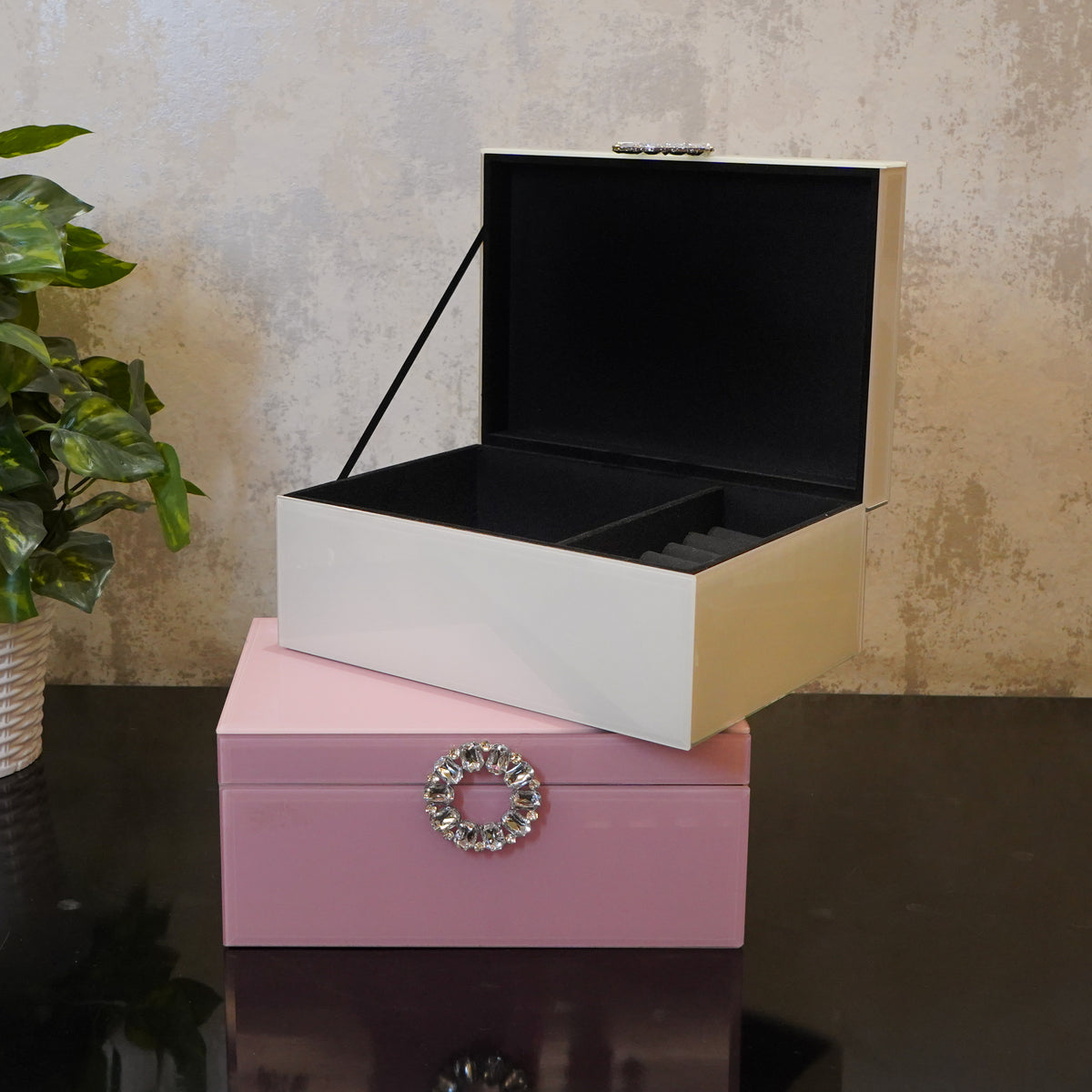 Glass Jewellery & Multipurpose Organiser, Cream
