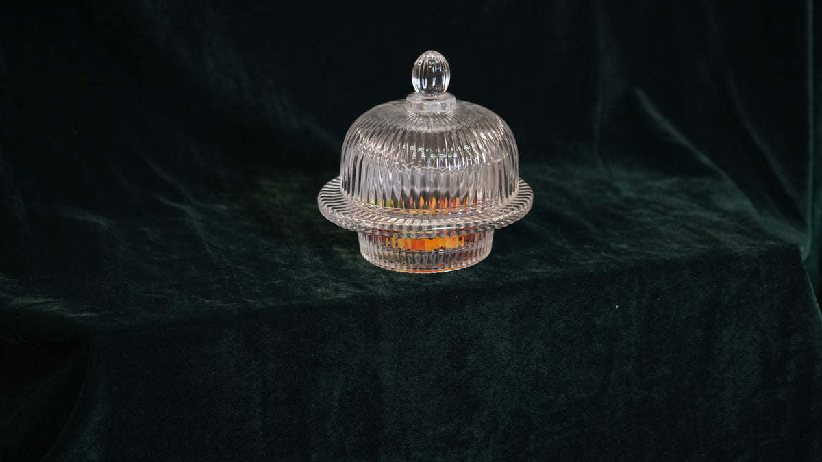 Textured Glass Covered Candy Bowl