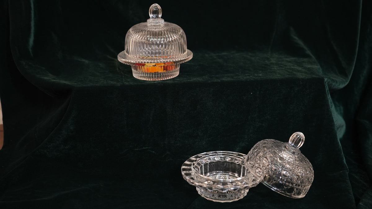 Textured Glass Covered Candy Bowl