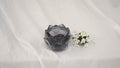 Lotus Glass Candle Holder, Black