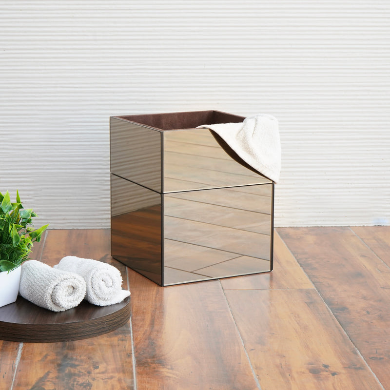 Brown Bathroom Dustbin / Hand Towel Basket Organiser