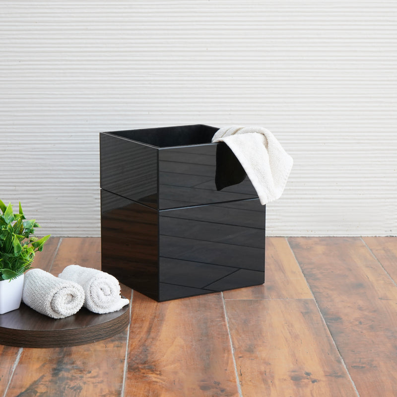 Black Bathroom Dustbin / Hand Towel Basket Organiser