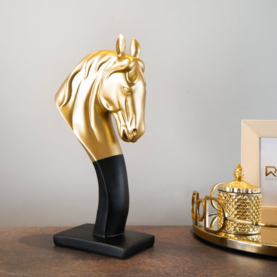 Gold and Black Fortunato Horse Polyresin Figurine