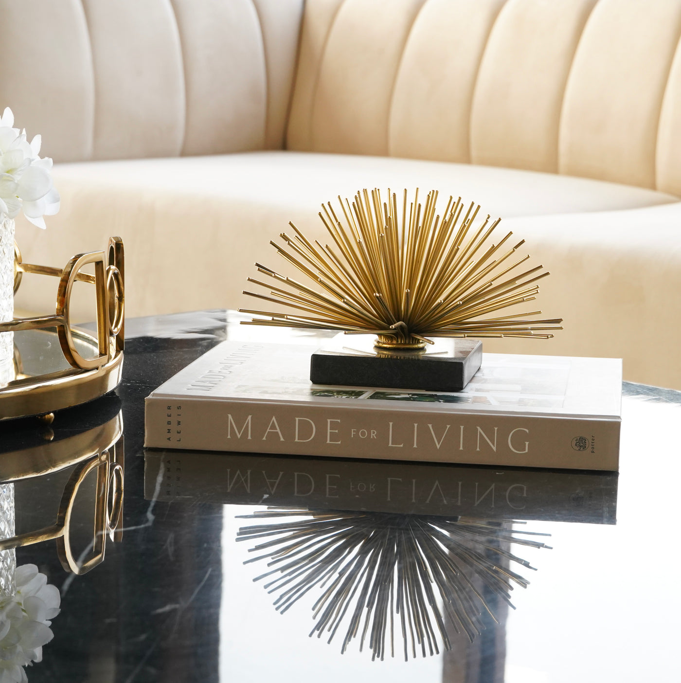 Star Burst Gold/Black Figurine Decor, Medium