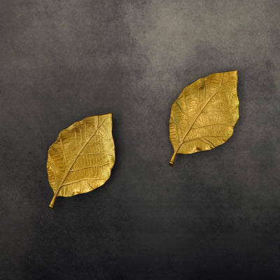 Set of 2 Golden Leaf Wall Décor Gold, Small