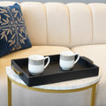 Black Faux Leather Serving Tray with Gold Handles