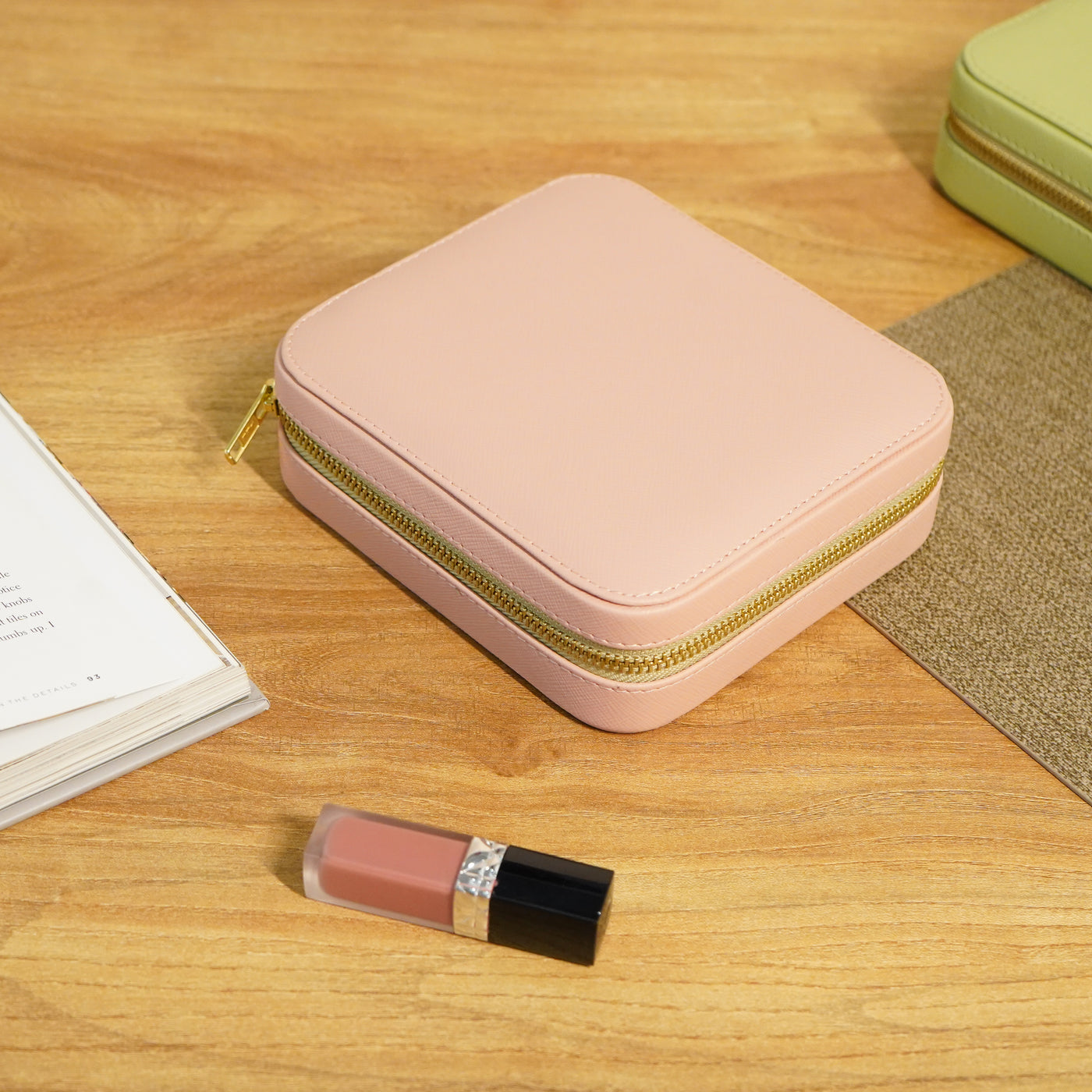 Faux Leather Travel Jewellery Box, Pink