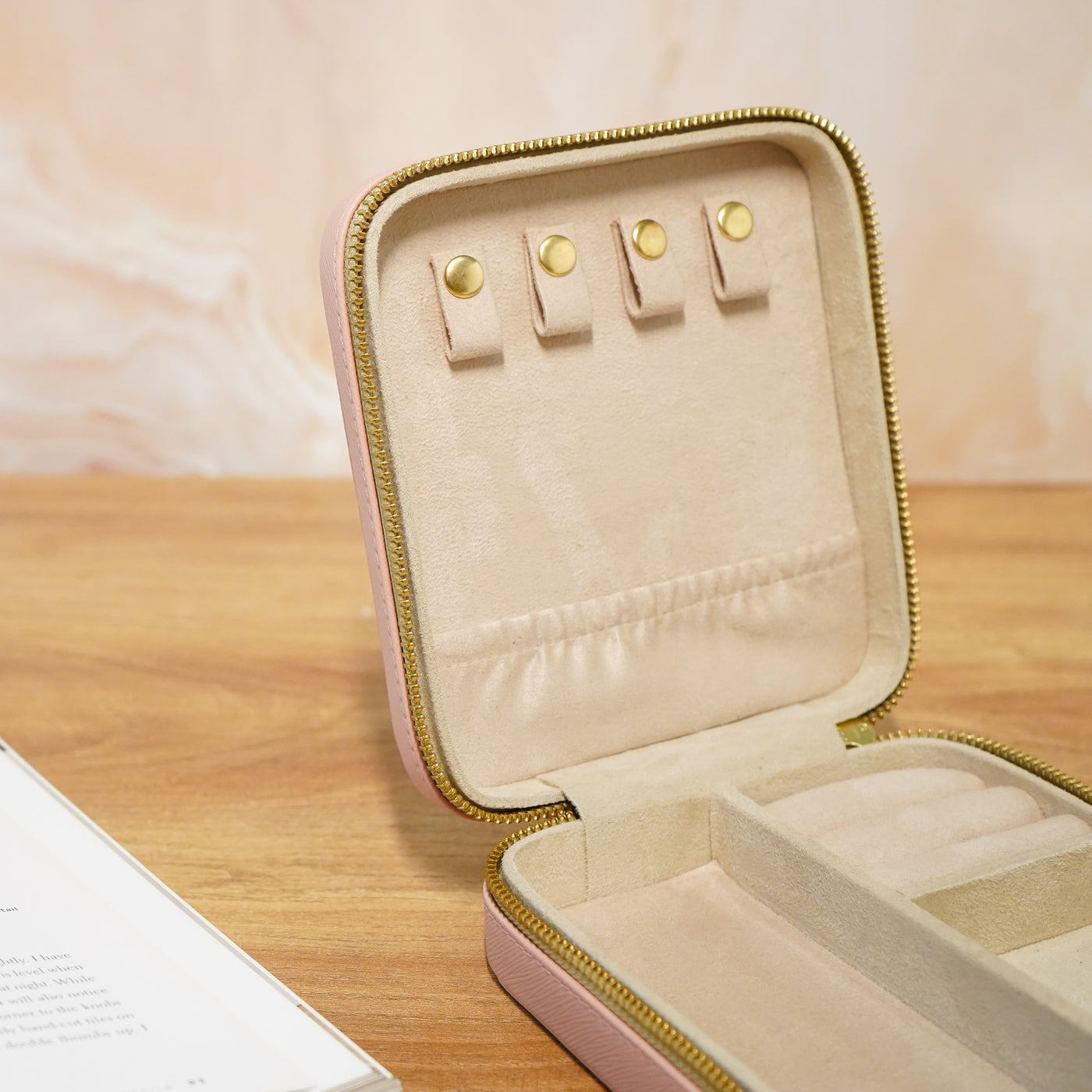 Faux Leather Travel Jewellery Box, Pink