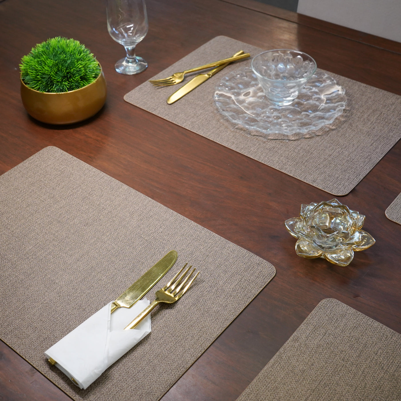 Brown Faux Leather Rectangular Placemat, Set of 6