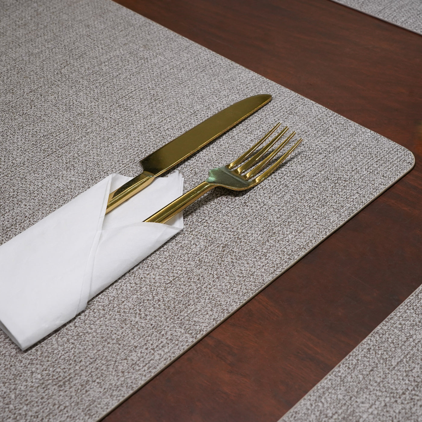Grey Faux Leather Rectangular Placemat, Set of 6