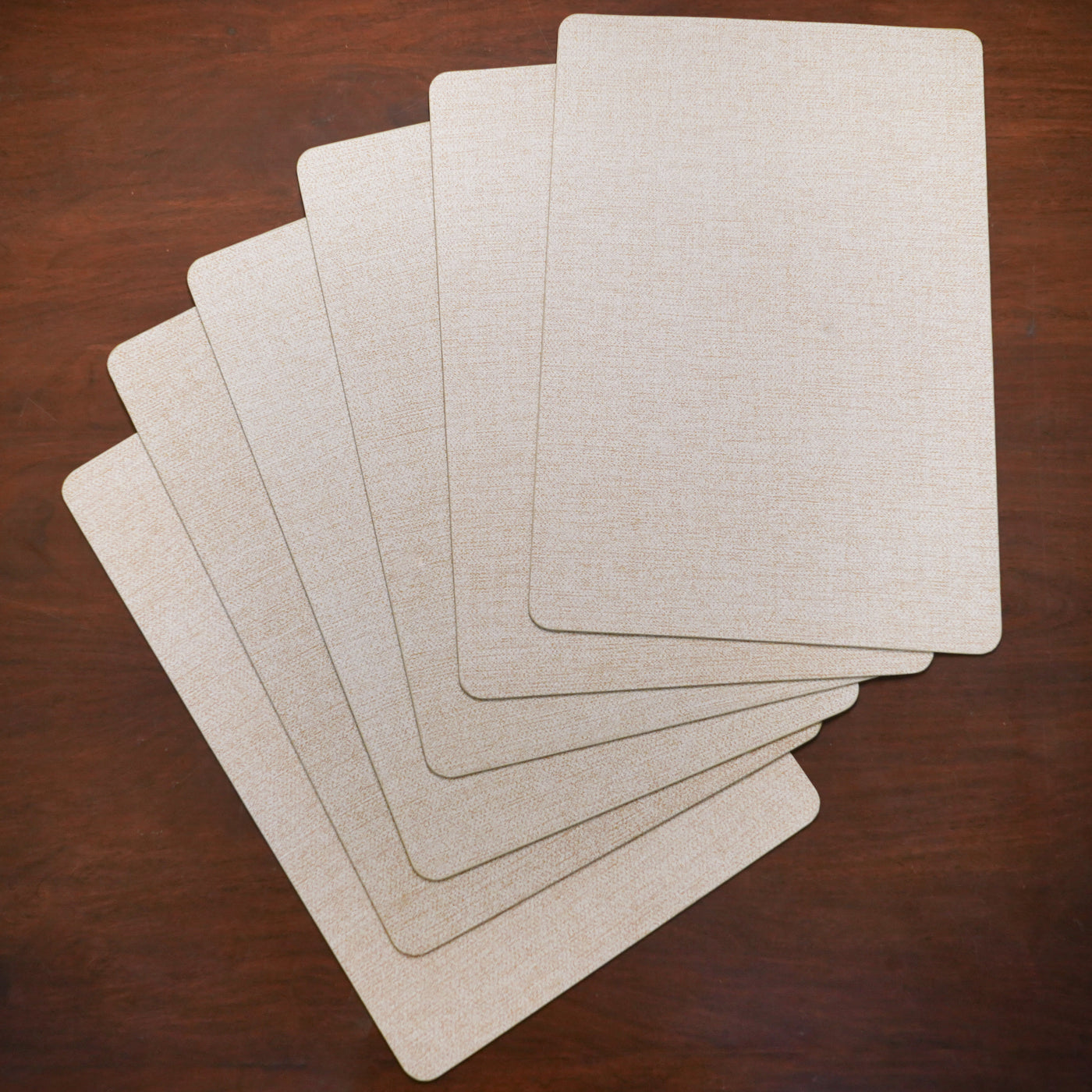 Beige Faux Leather Rectangular Placemat, Set of 6