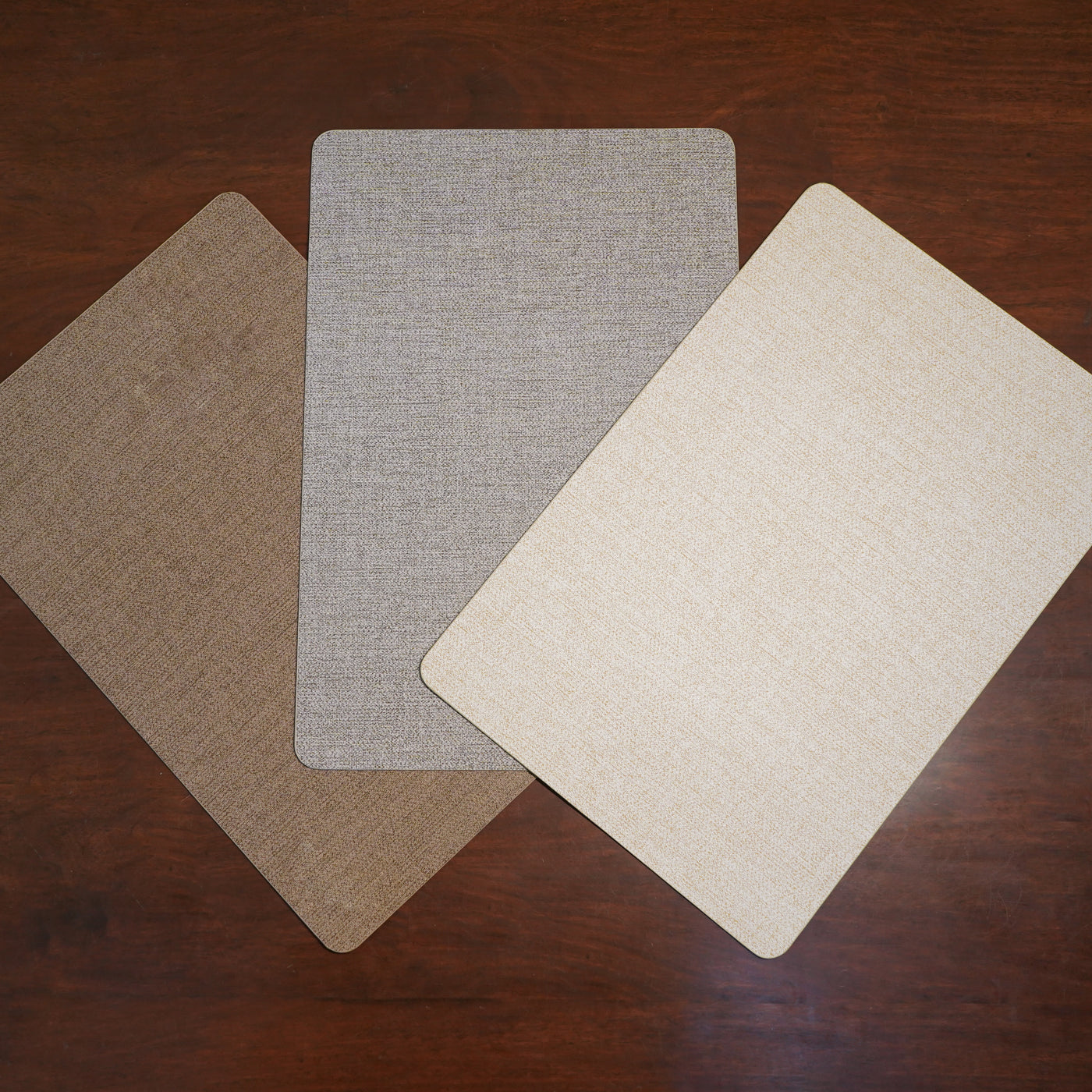 Beige Faux Leather Rectangular Placemat, Set of 6