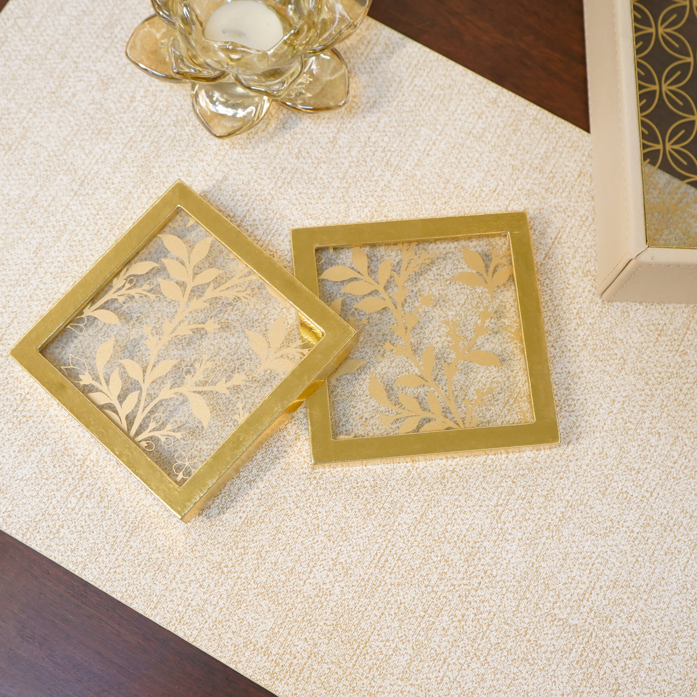 Gold Mirror Coaster, Set of 2