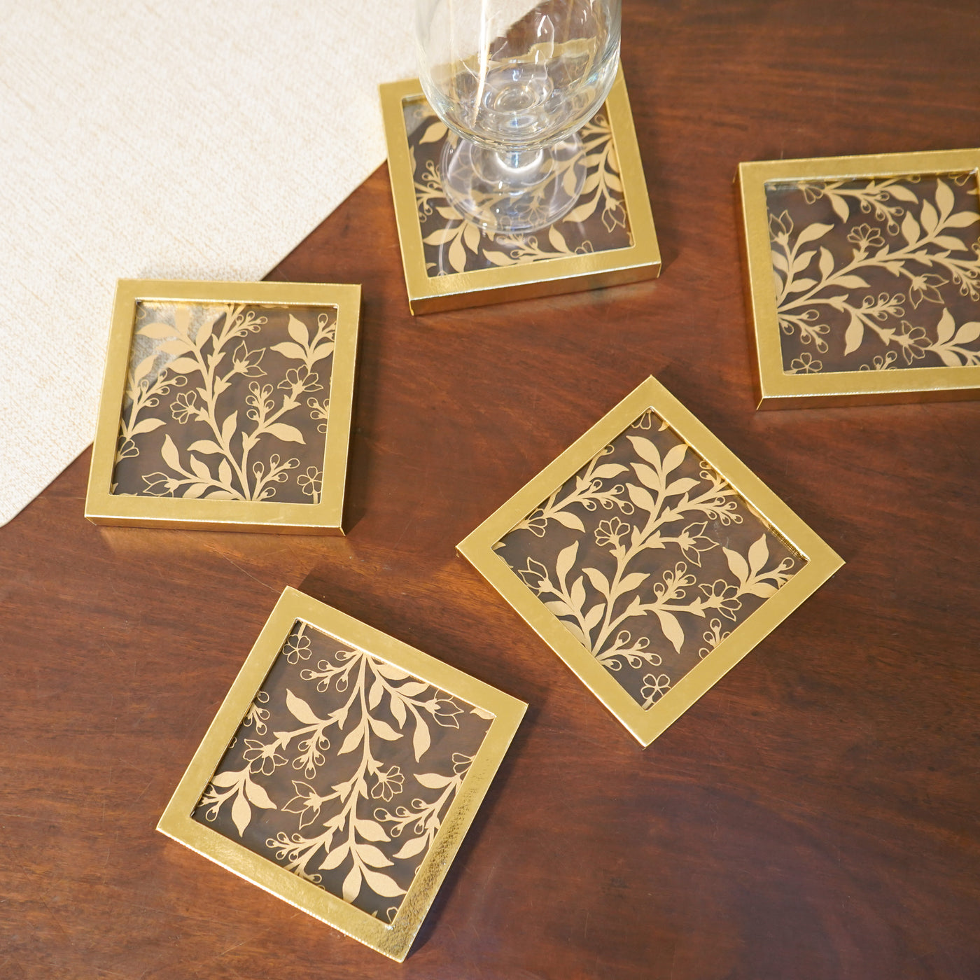 Gold Mirror Coaster, Set of 2