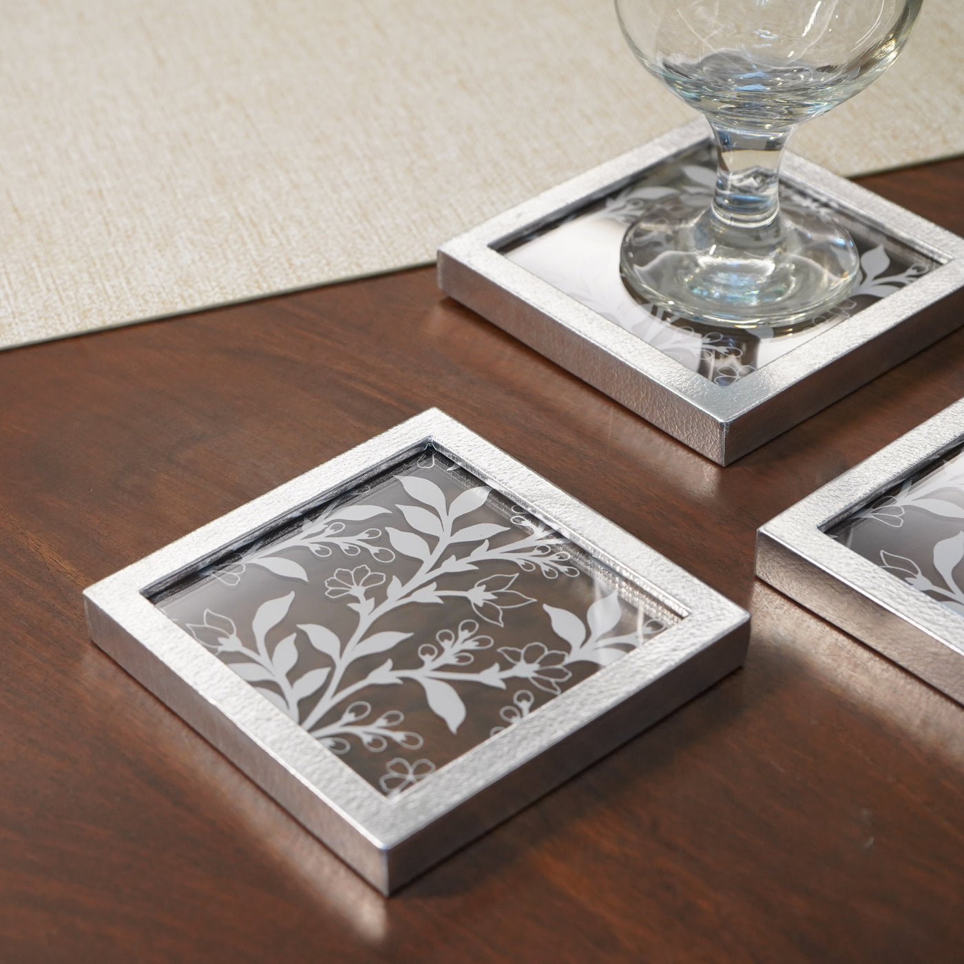 Silver Mirror Coaster, Set of 2