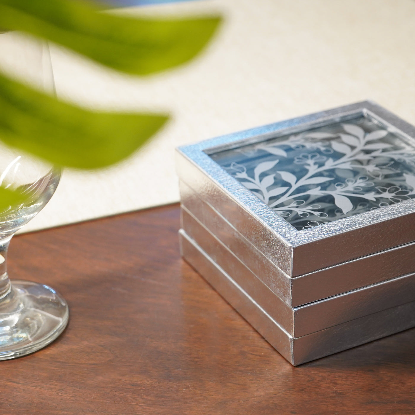 Silver Mirror Coaster, Set of 2