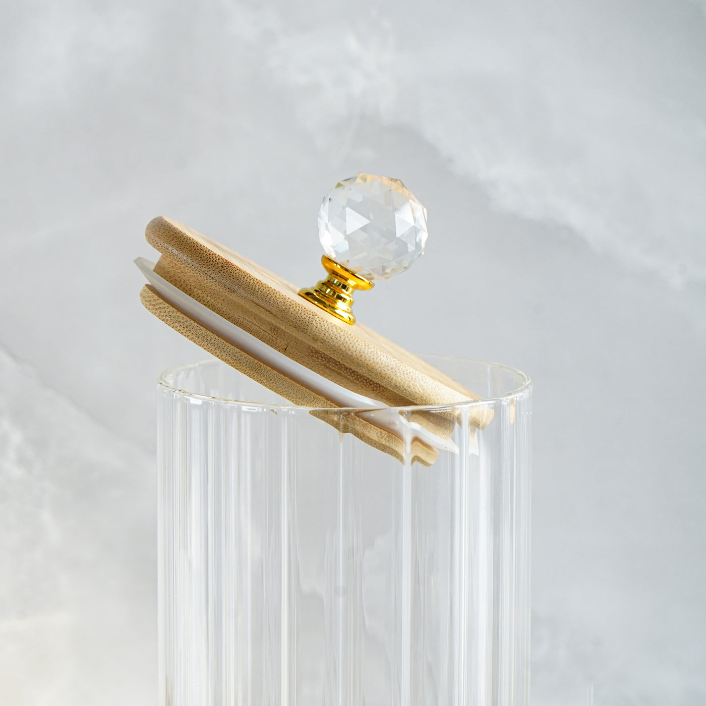Small Glass Jar with Crystal Airtight Lid, Clear