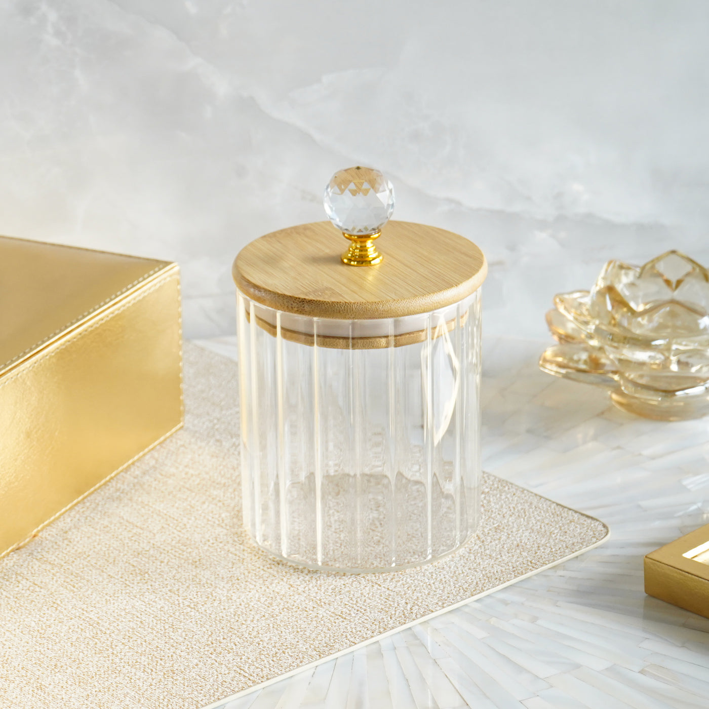 Small Glass Jar with Crystal Airtight Lid, Clear