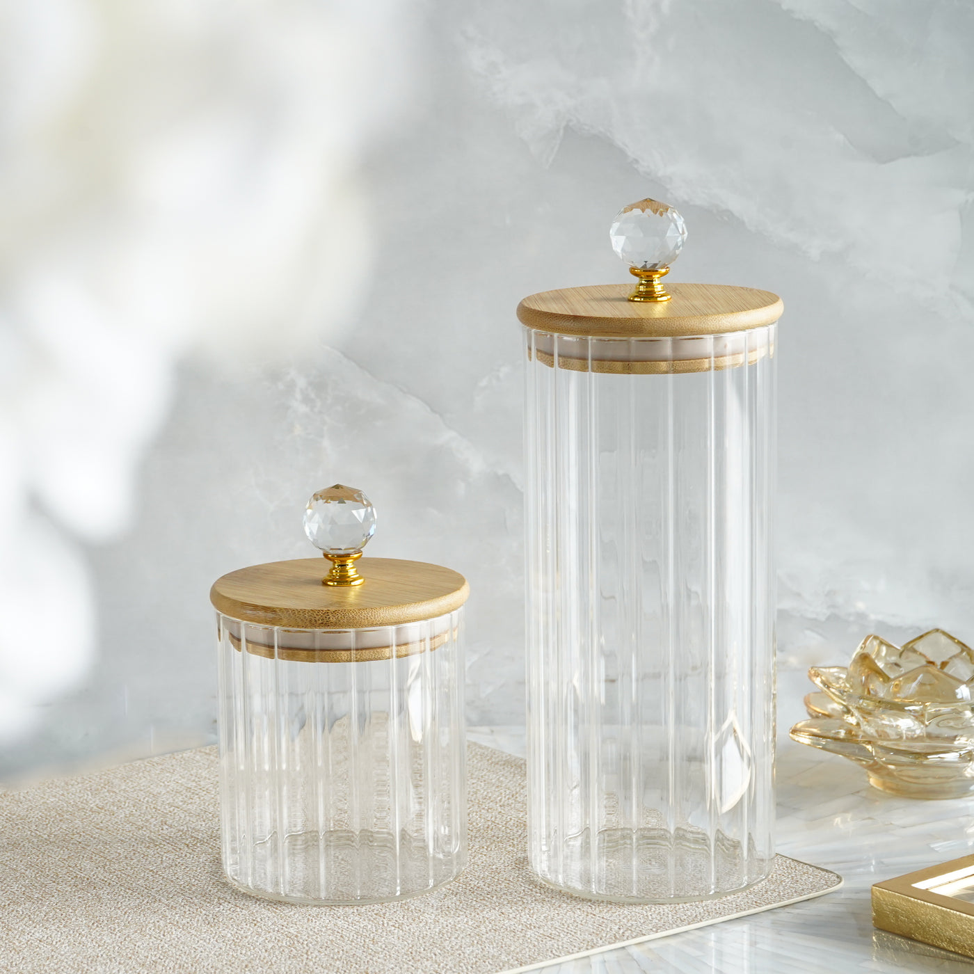 Large Glass Jar with Crystal Airtight Lid, Clear