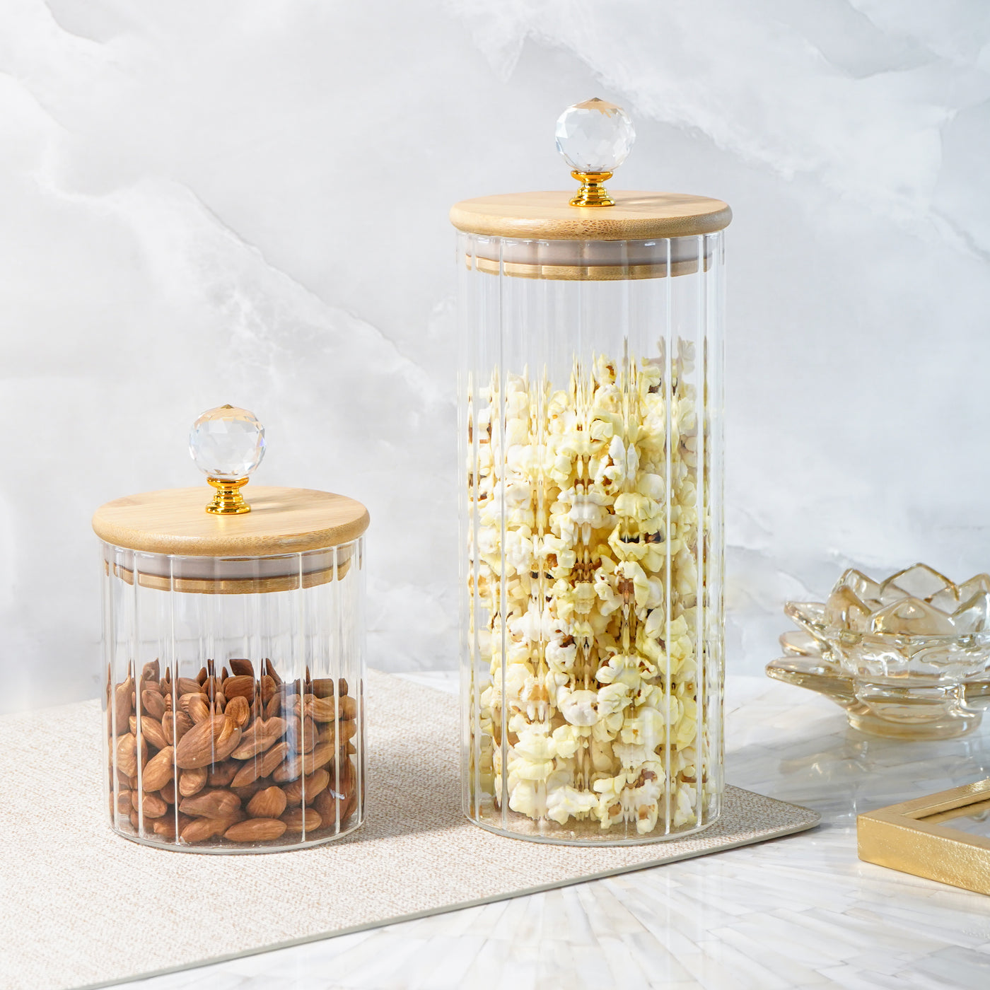 Small Glass Jar with Crystal Airtight Lid, Clear