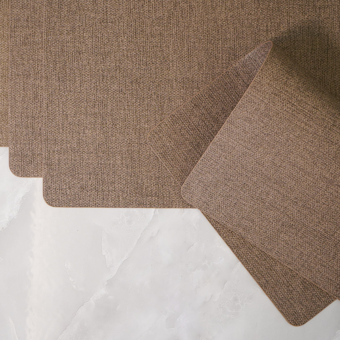 Brown Faux Leather Rectangular Placemat, Set of 6