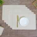 Beige Faux Leather Rectangular Placemat, Set of 6