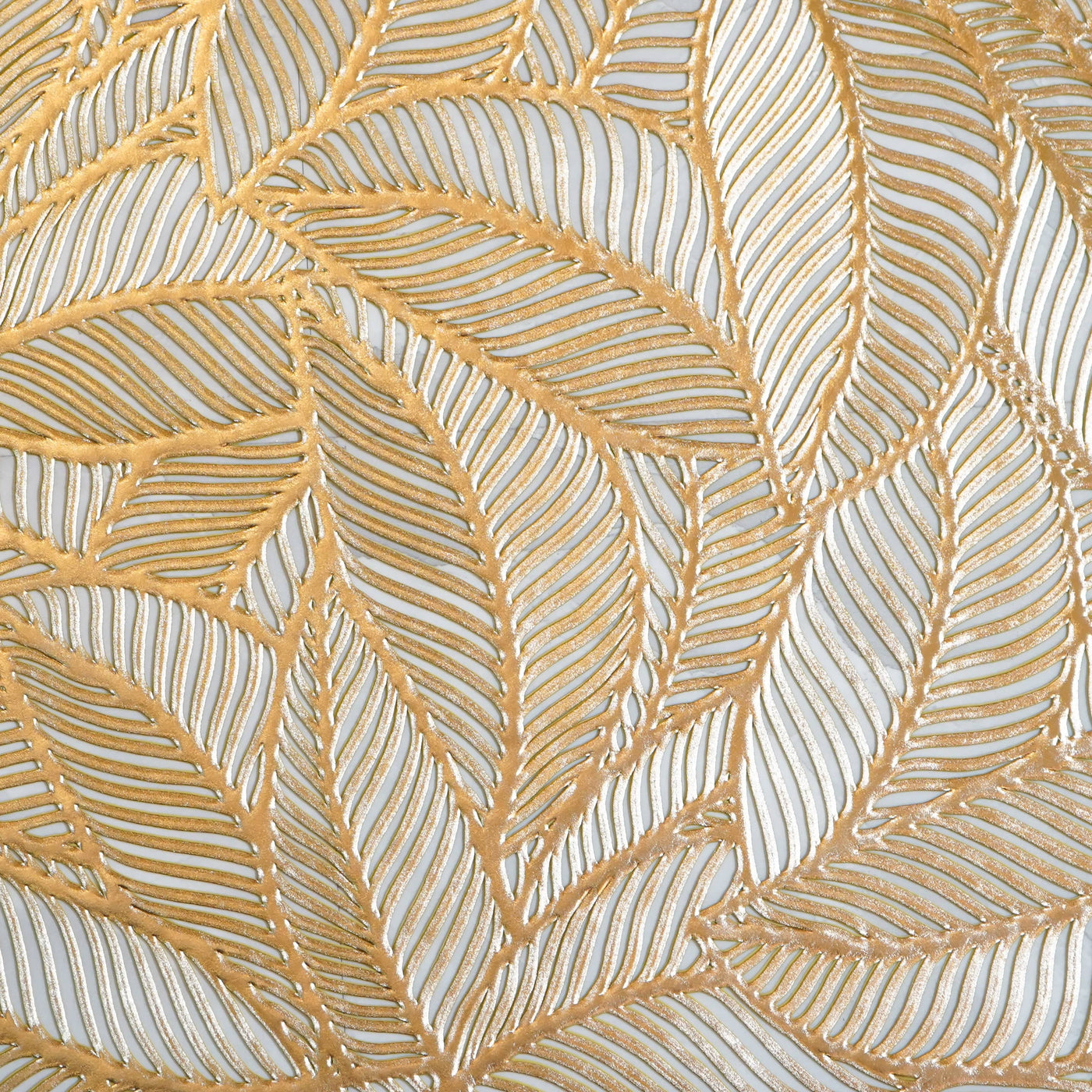 Set of 2 Round Leaf Patterned Placemats, Gold