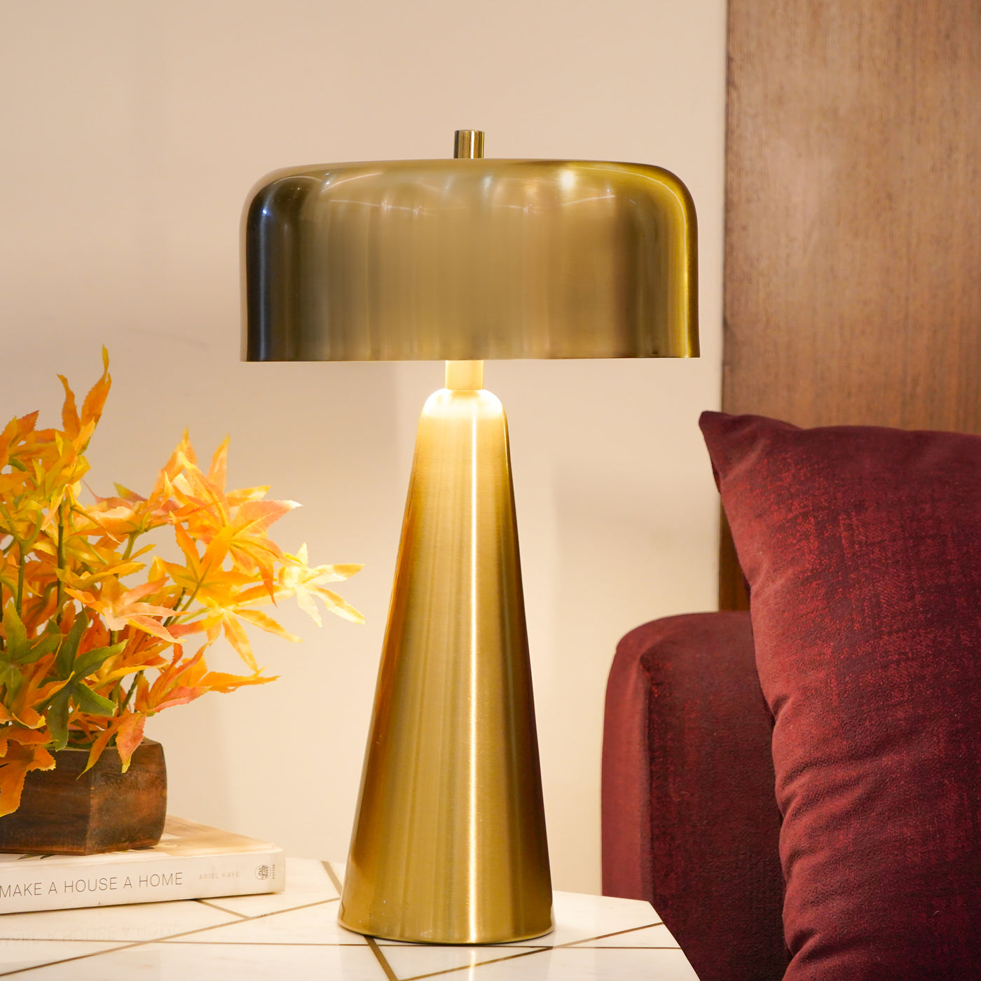 Tapered Table Lamp with Shade, Gold