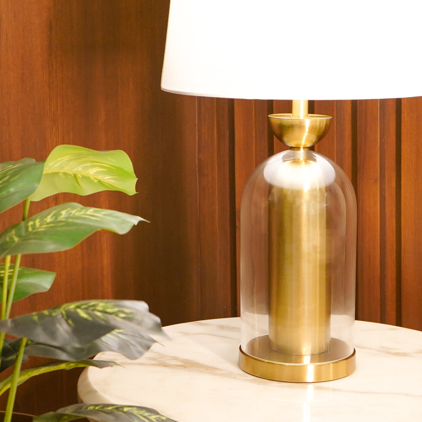 Double Layer Glass Table Lamp with Shade, Gold
