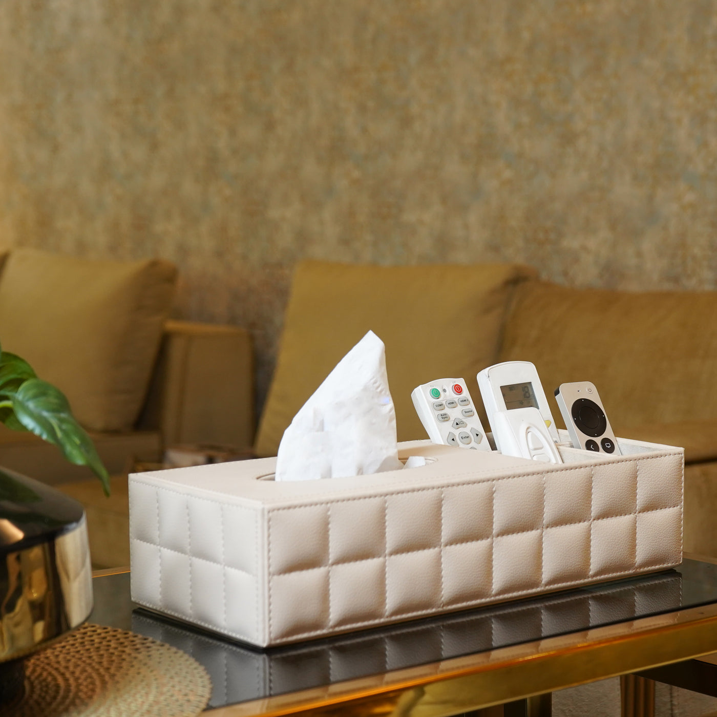 Multi-Purpose Organiser with Tissue Holder, Cream