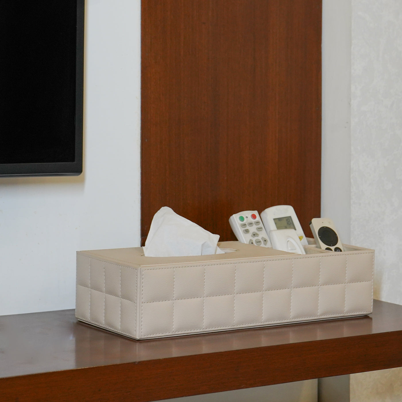 Multi-Purpose Organiser with Tissue Holder, Cream