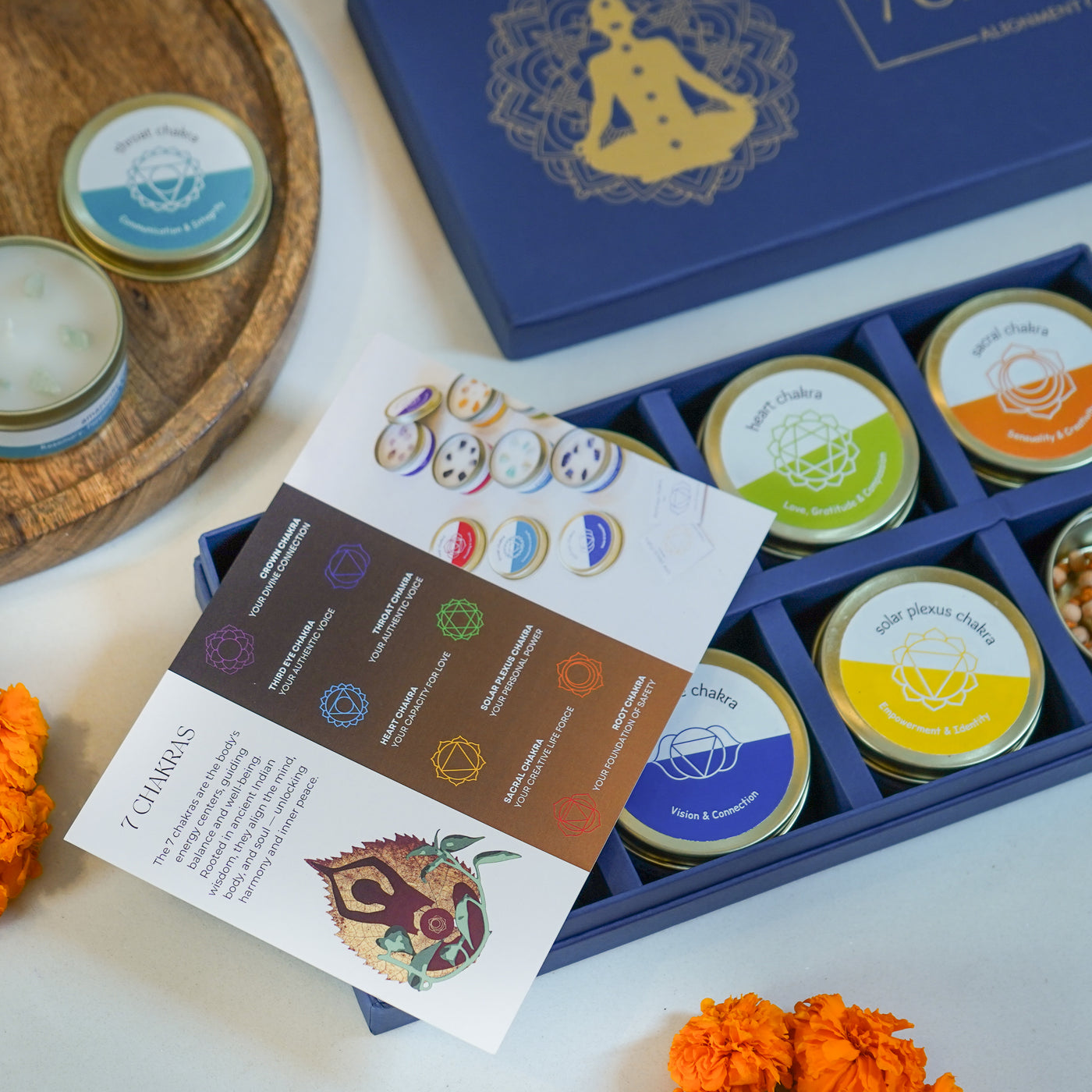7 Chakra Scented Candles w/ Healing Beads Gift Set