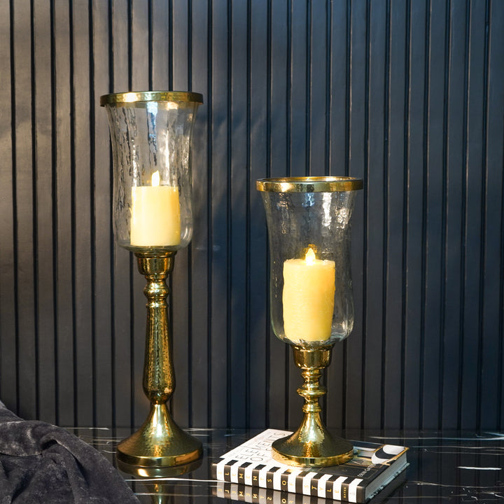 Gold Hammered Vintage Candle Holder, Small