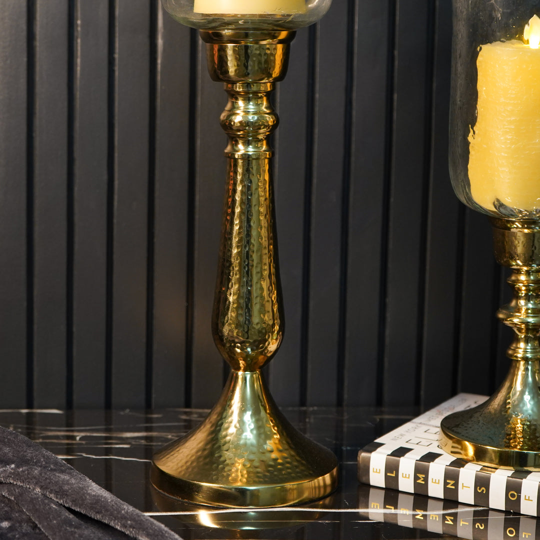 Gold Hammered Vintage Candle Holder, Small