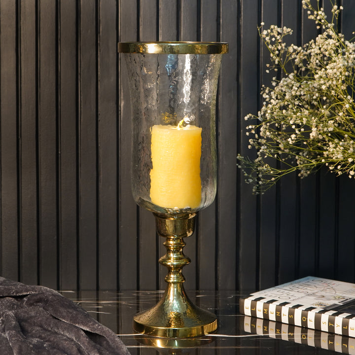 Gold Hammered Vintage Candle Holder, Small