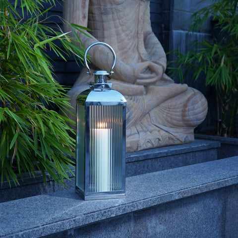 Large Stainless Steel Lantern, Silver