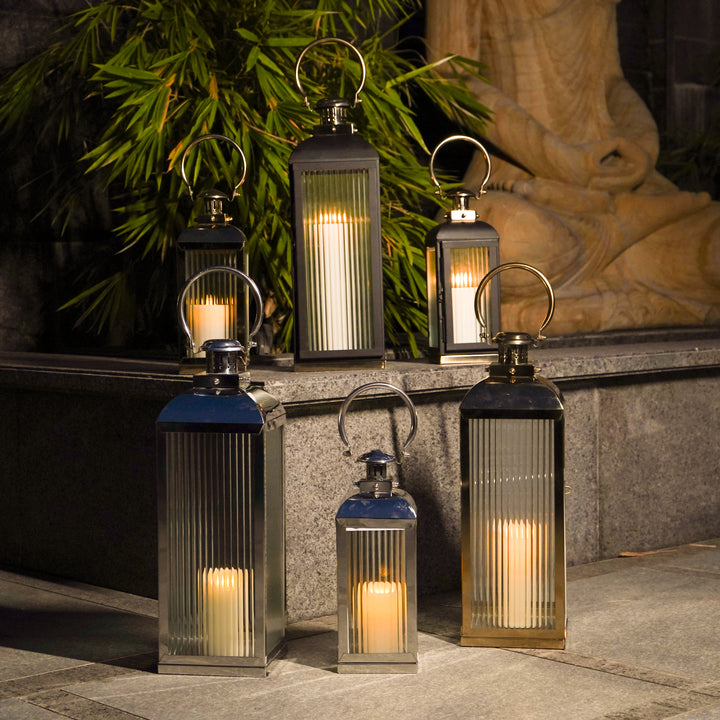 Large Stainless Steel Lantern, Gold