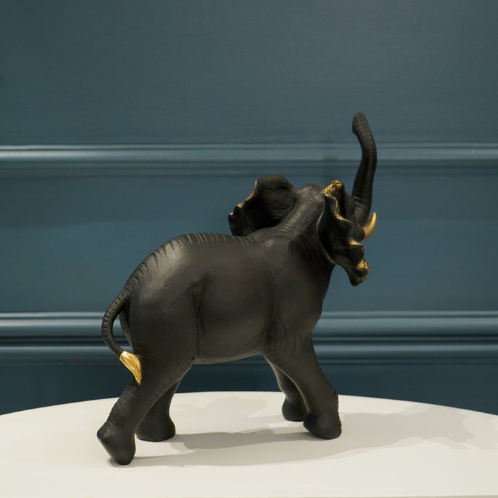 Elephant Figurine with Gold Accents, Black