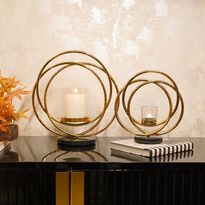 Round ring Gold Candle holder Large